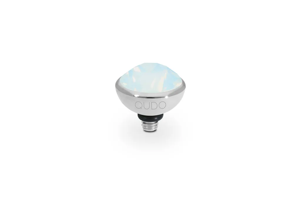 Qudo Stainless Steel 10mm Bottone Topper in White Opal