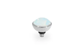 Qudo Stainless Steel 10mm Bottone Topper in White Opal