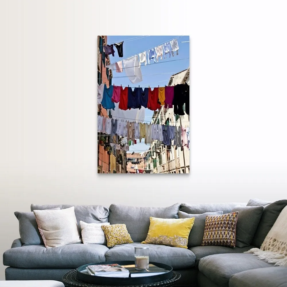 "Clotheslines hanging from apartments in Venice, Italy" Canvas Wall Art