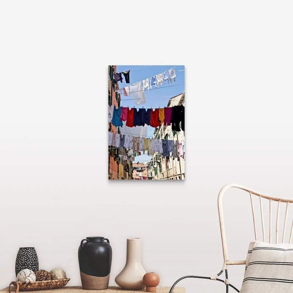 "Clotheslines hanging from apartments in Venice, Italy" Canvas Wall Art