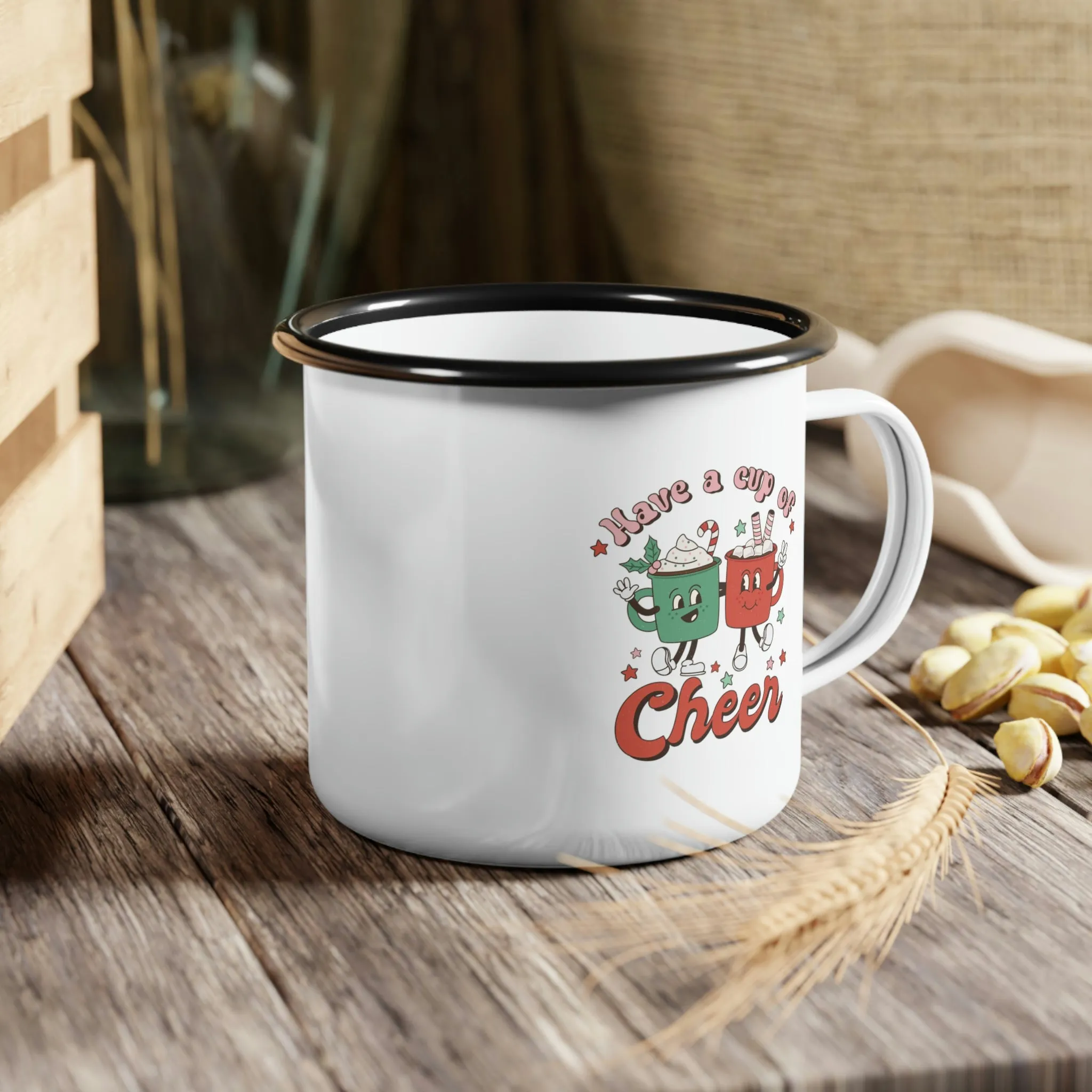 Retro Mug Have a cup of Cheer Enamel Camp Cup