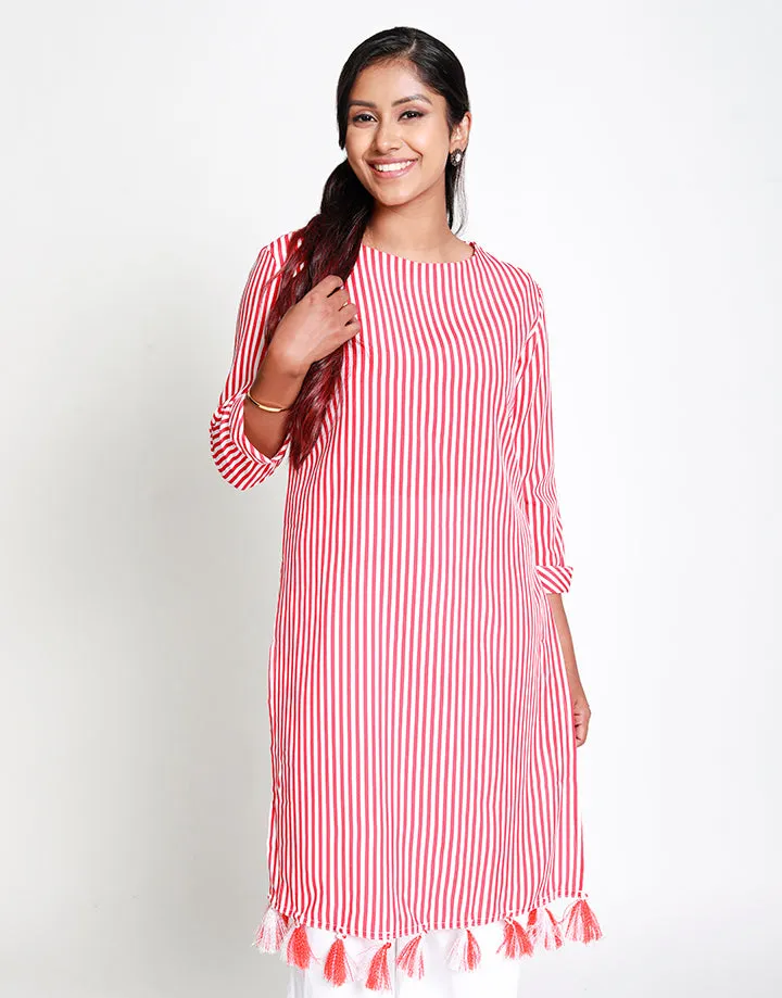 Round Neck Kurtha with Tassels