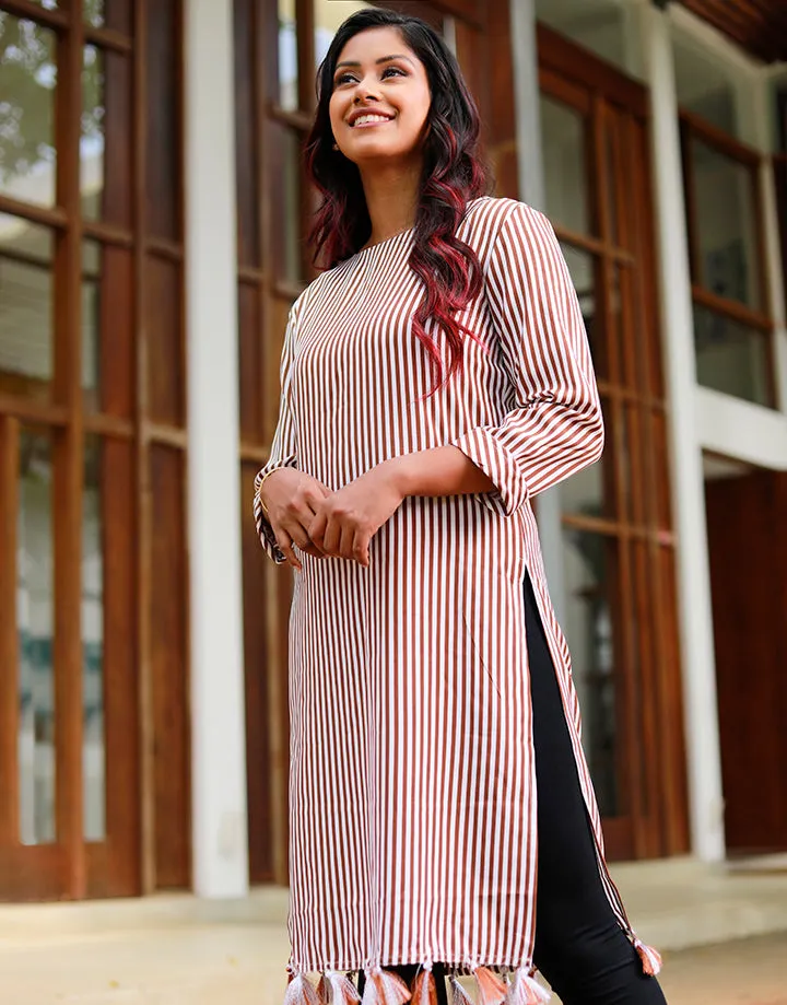 Round Neck Kurtha with Tassels