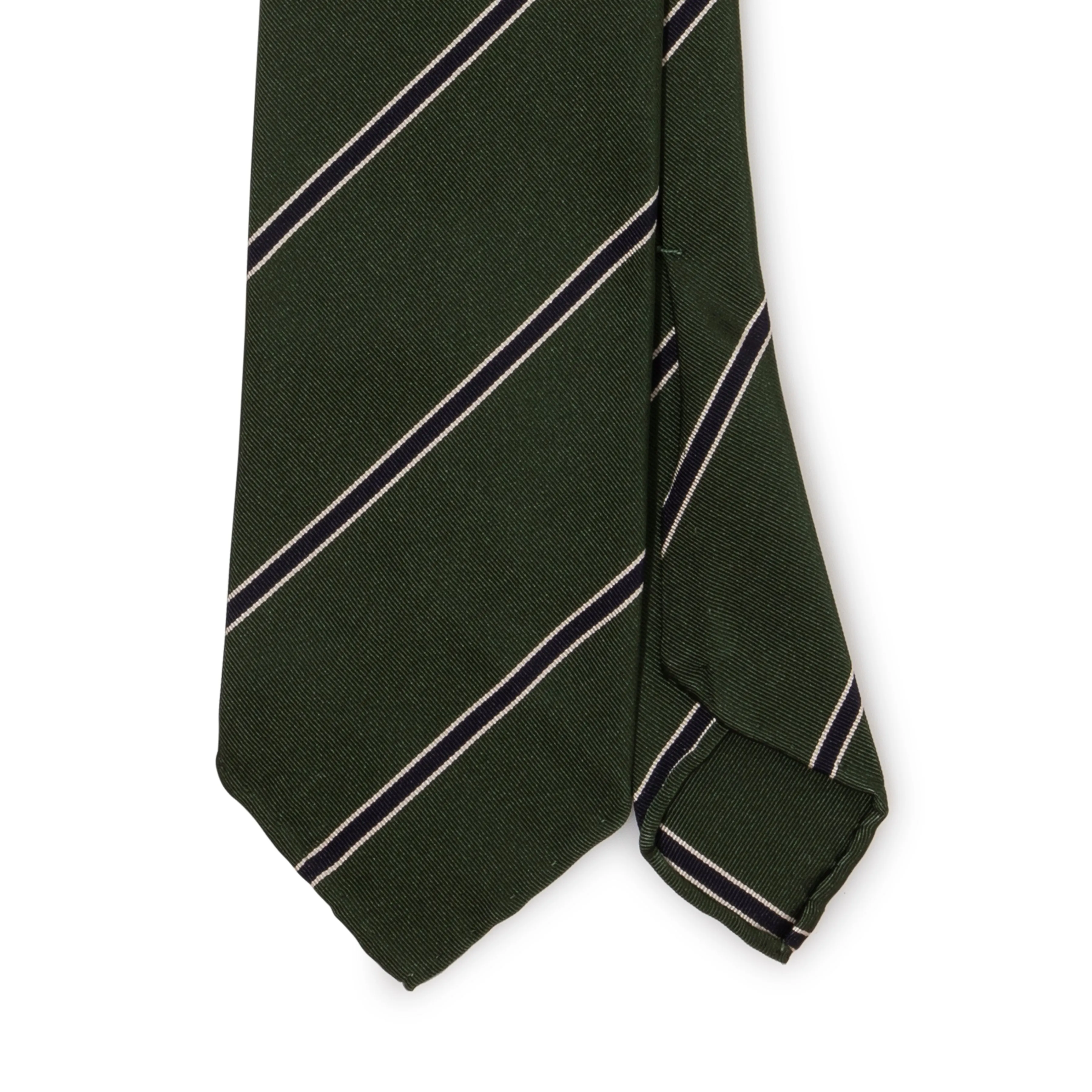 Silk/Cotton Woven Stripe Repp Hand-rolled Tie