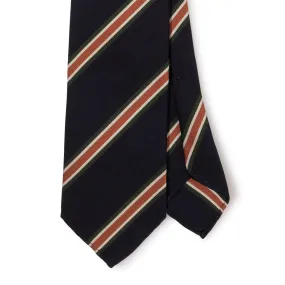 Silk/Cotton Woven Stripe Repp Hand-rolled Tie