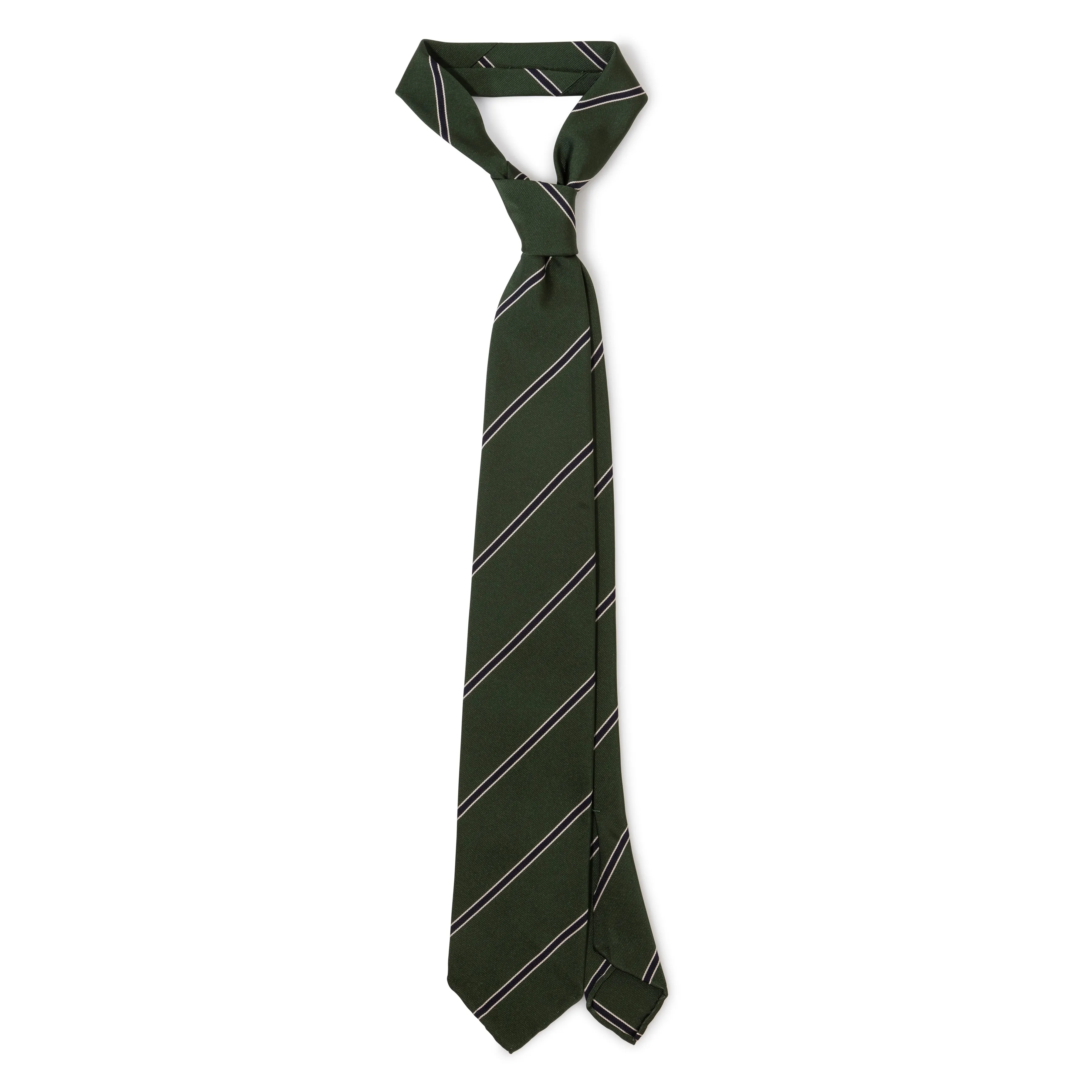 Silk/Cotton Woven Stripe Repp Hand-rolled Tie