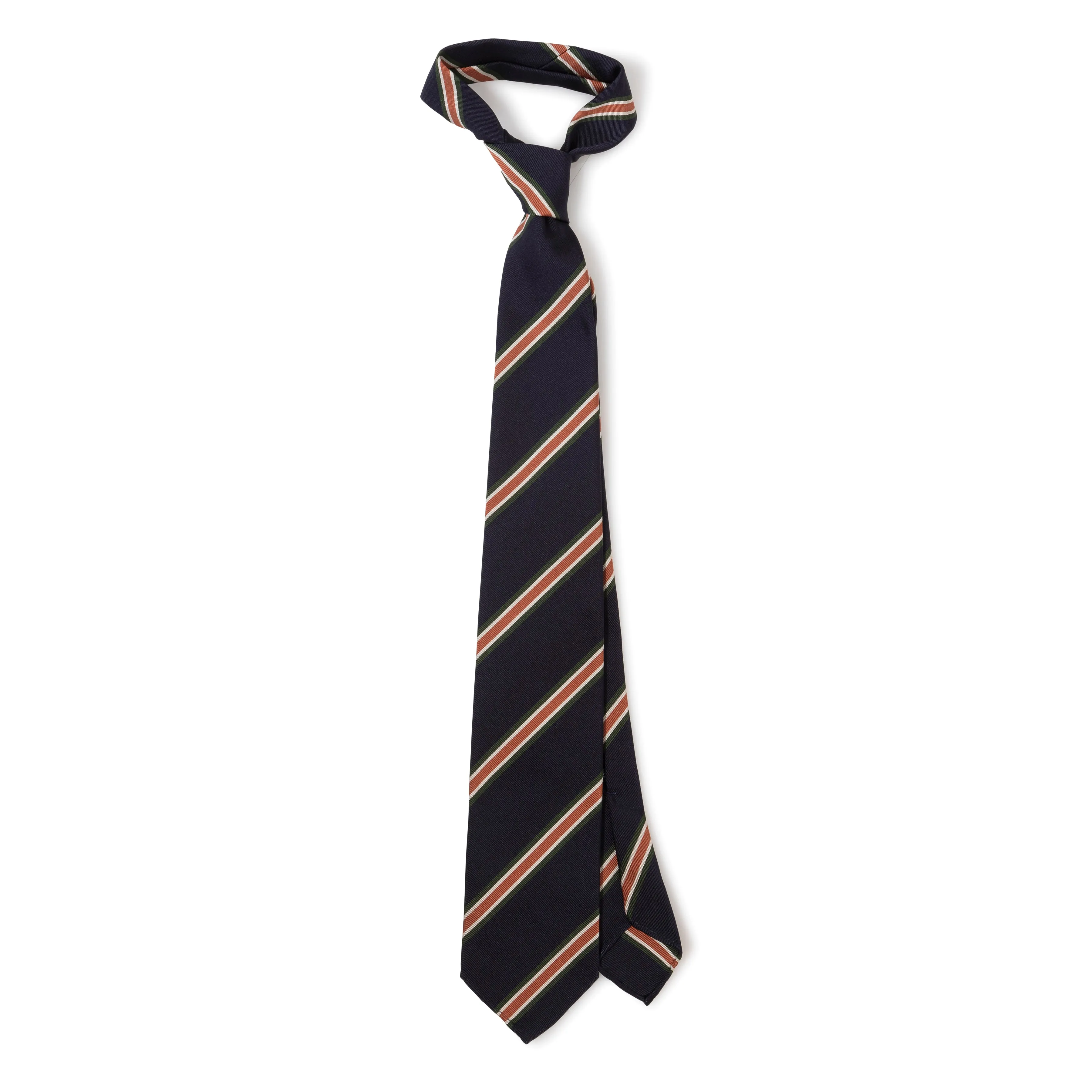 Silk/Cotton Woven Stripe Repp Hand-rolled Tie