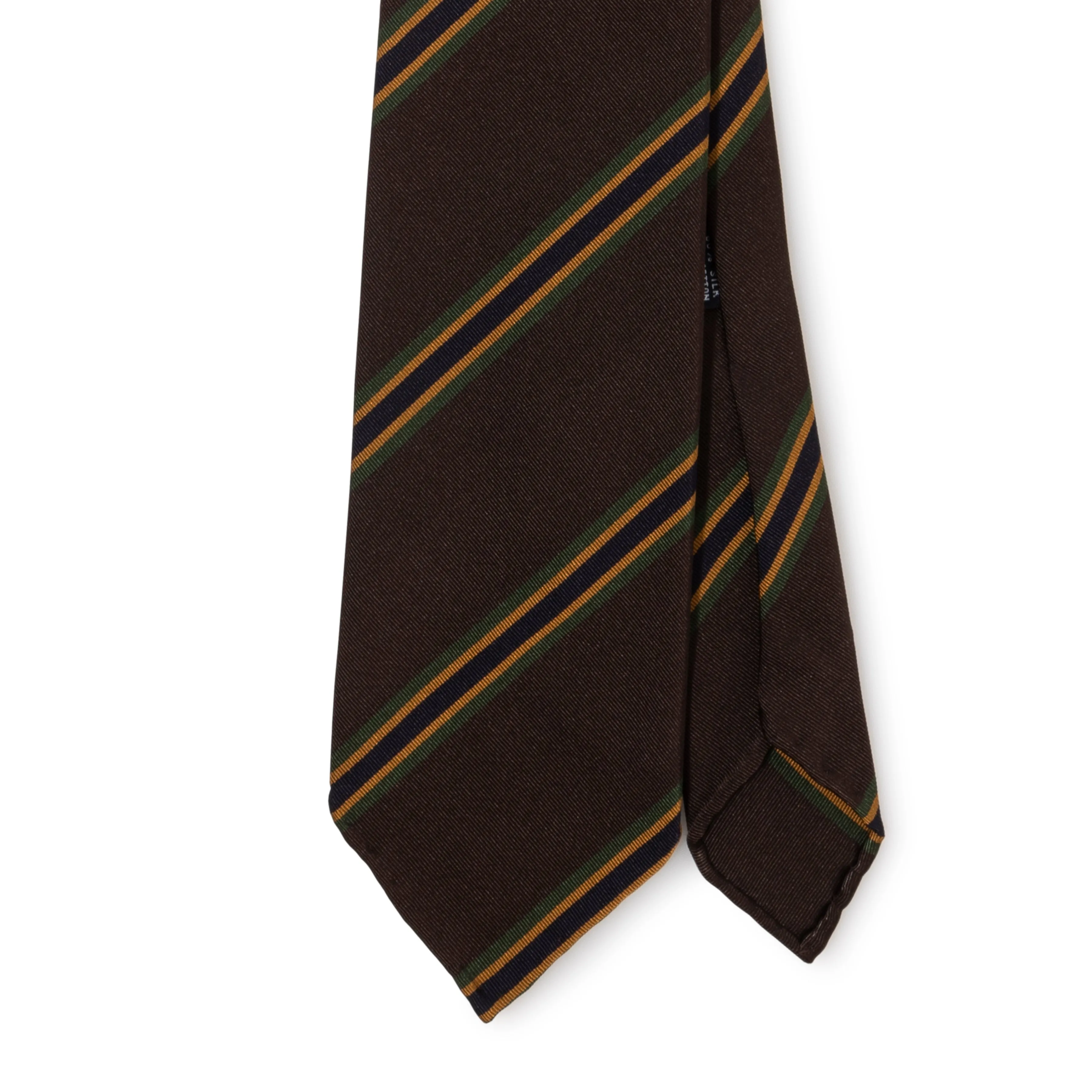 Silk/Cotton Woven Stripe Repp Hand-rolled Tie