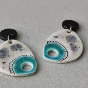 Turquoise hole statement earrings