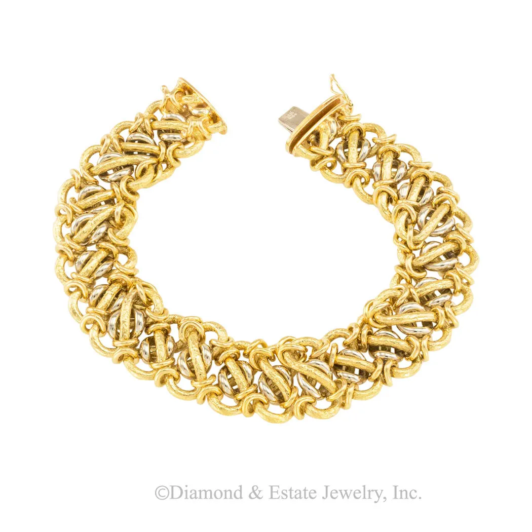 Two Tone Gold Woven Link Bracelet