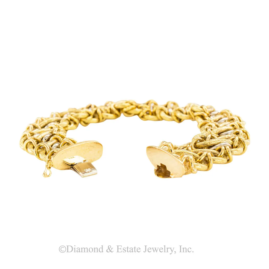 Two Tone Gold Woven Link Bracelet