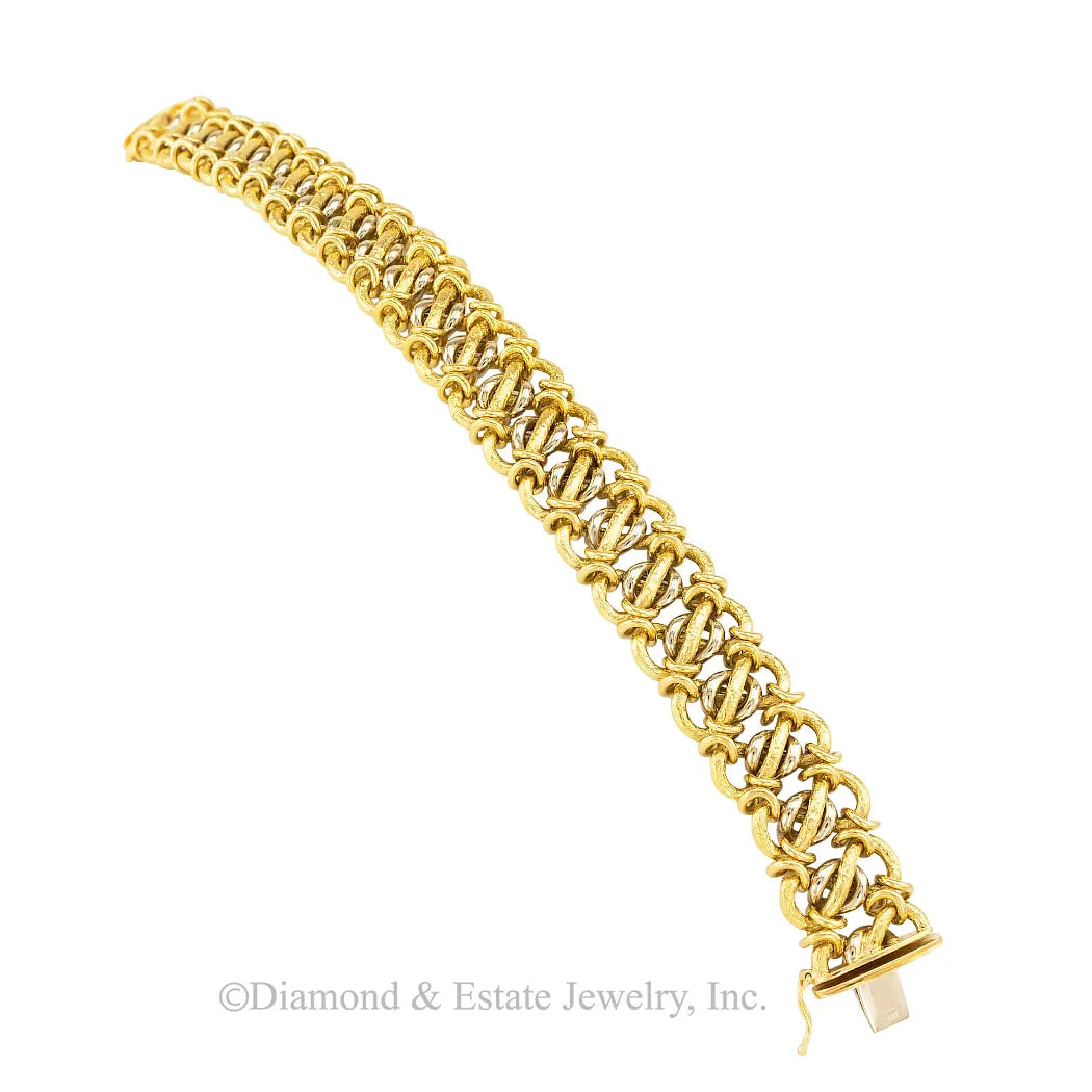 Two Tone Gold Woven Link Bracelet