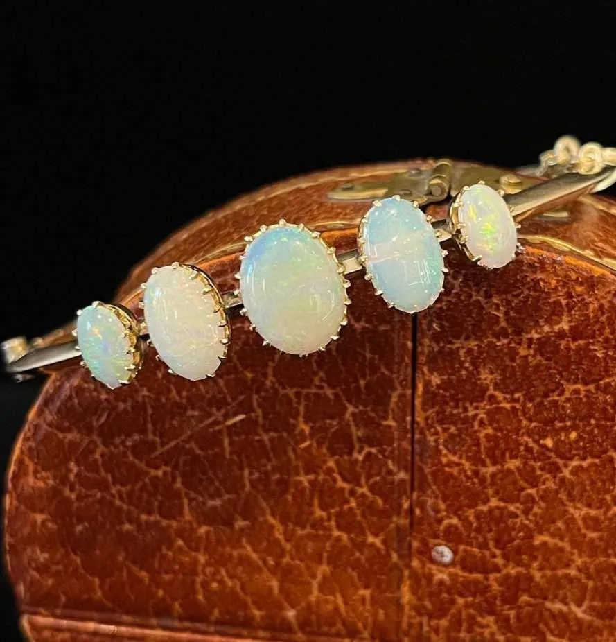 Victorian Solid Opal Bangle by Australian Jeweller H.L. TUCKER