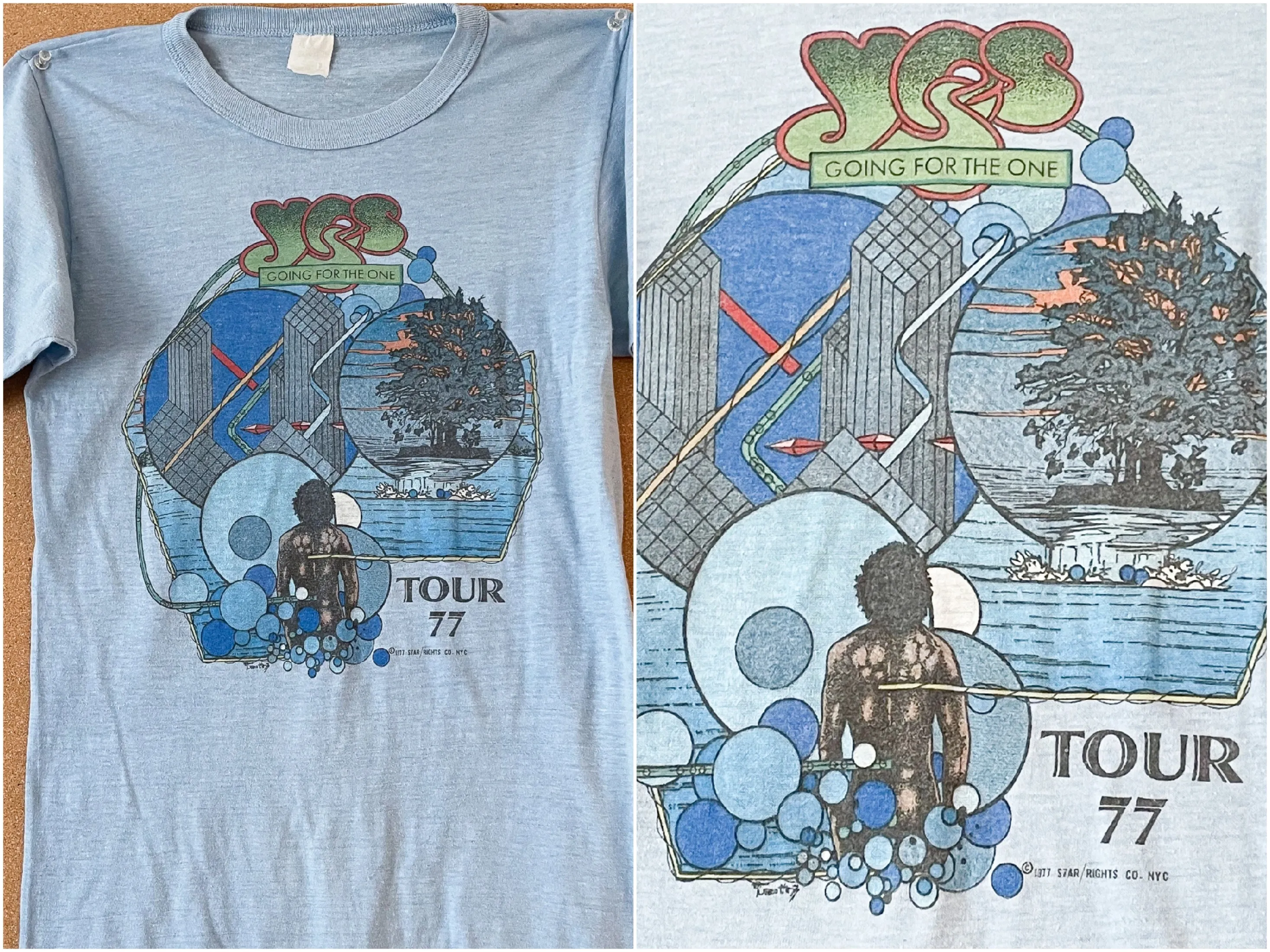 Vintage 1977 YES Going For The One Tour Tee Shirt M