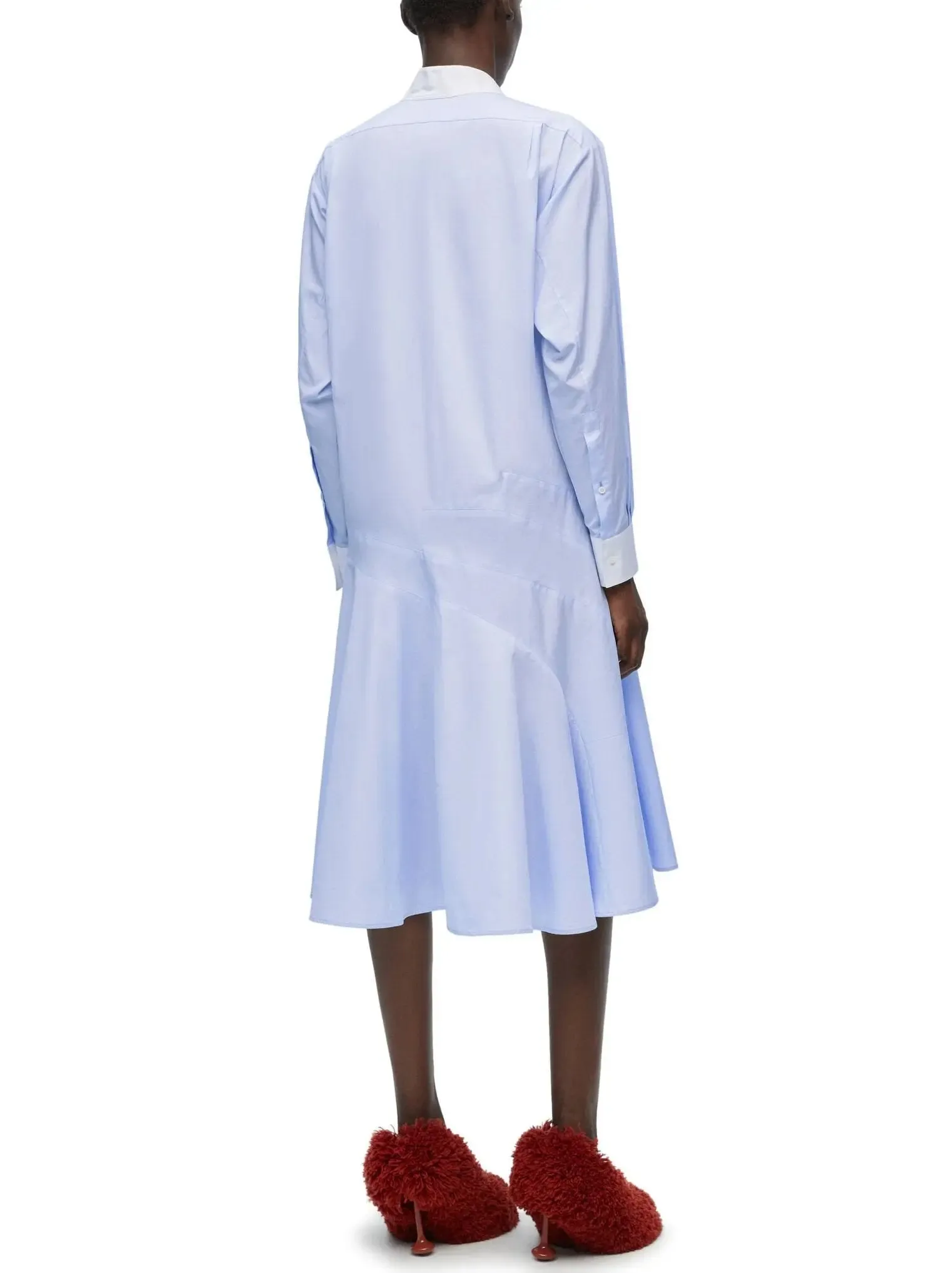 Women’s Blue and White Drop-Waist Shirt Dress