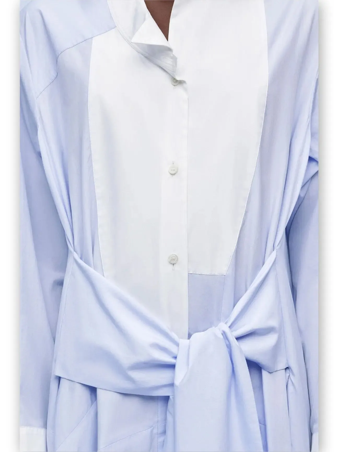 Women’s Blue and White Drop-Waist Shirt Dress