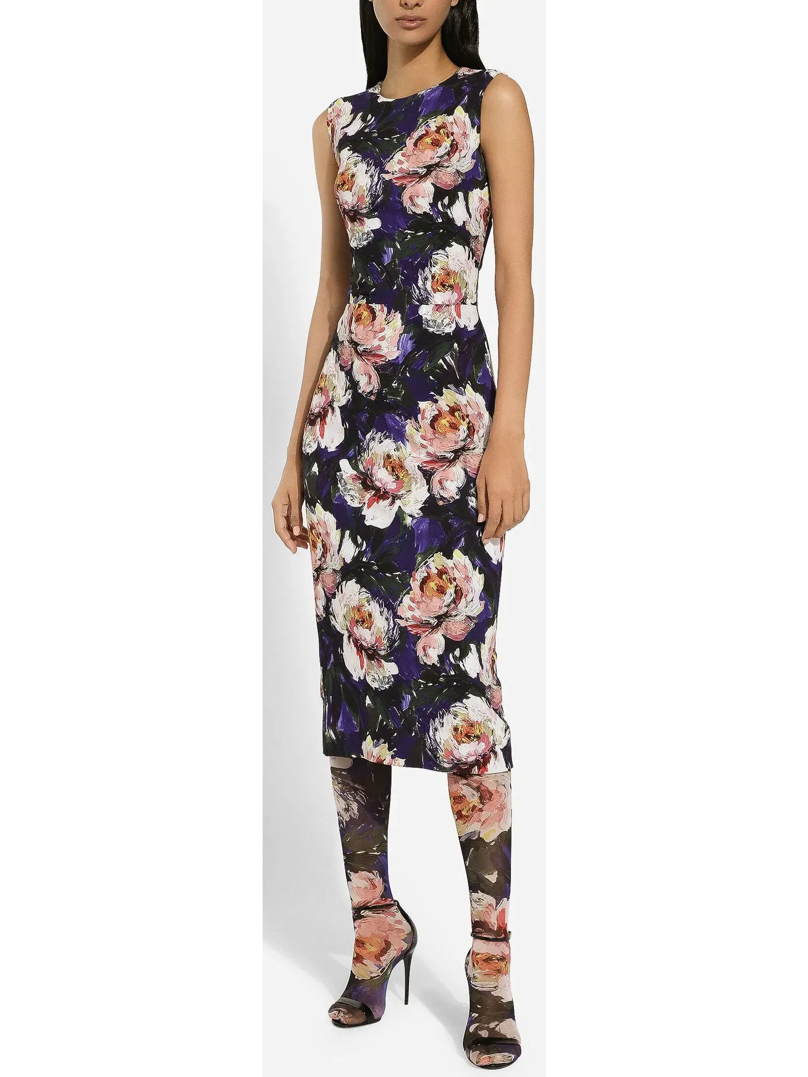 Women’s Cady Sheath Sleeveless Dress with Peony Print