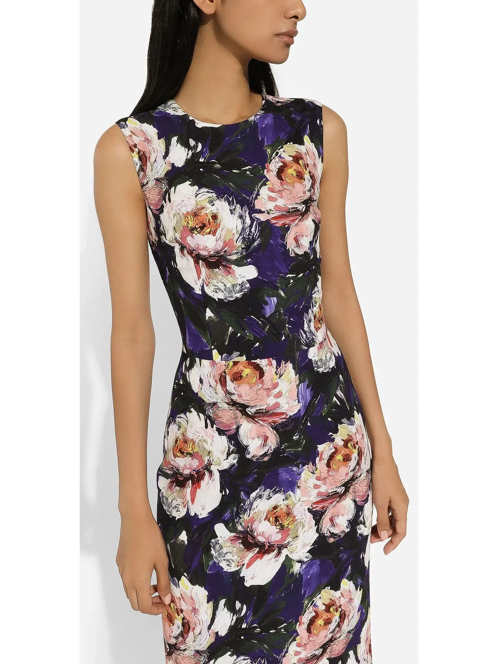 Women’s Cady Sheath Sleeveless Dress with Peony Print