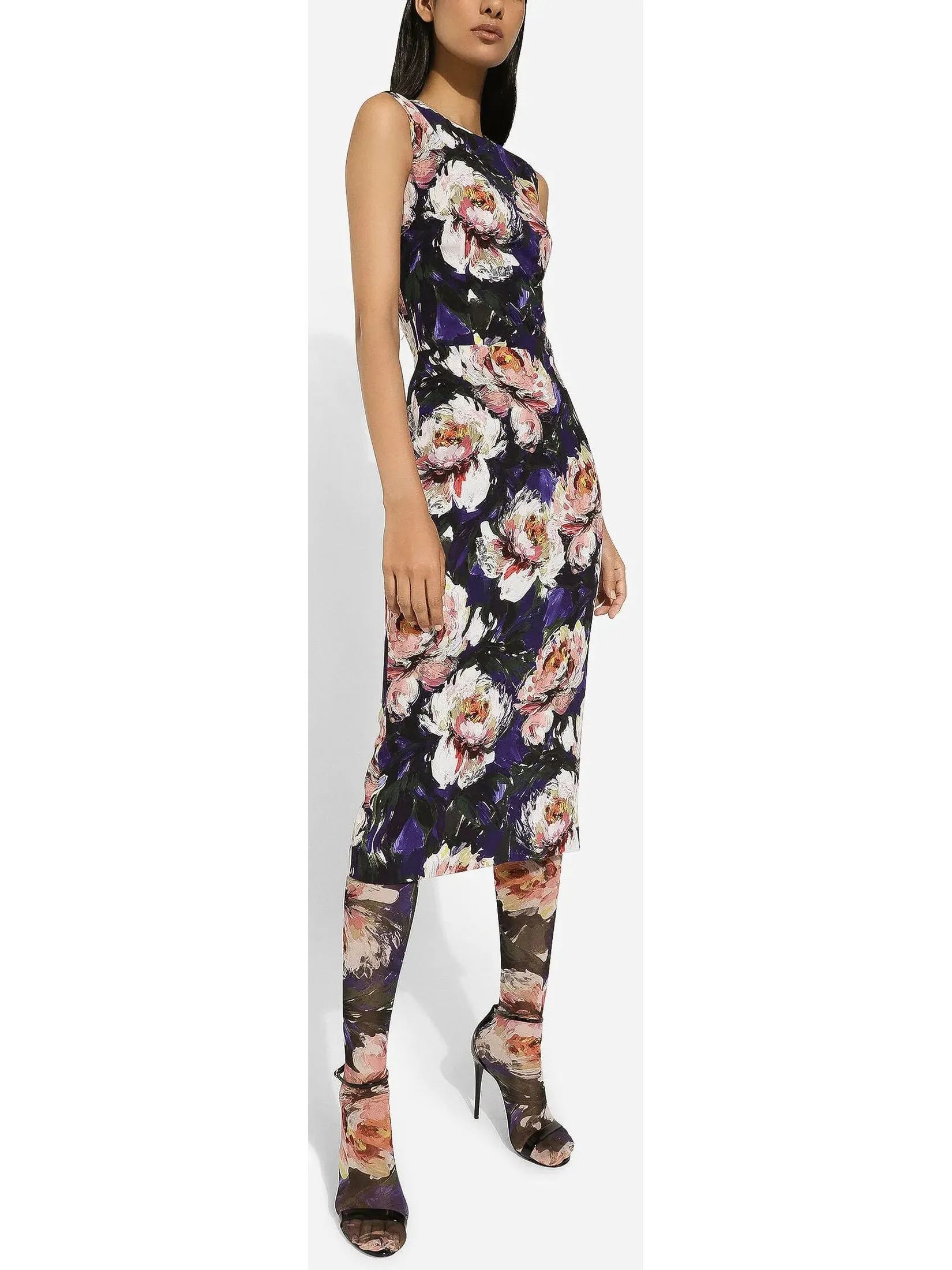 Women’s Cady Sheath Sleeveless Dress with Peony Print